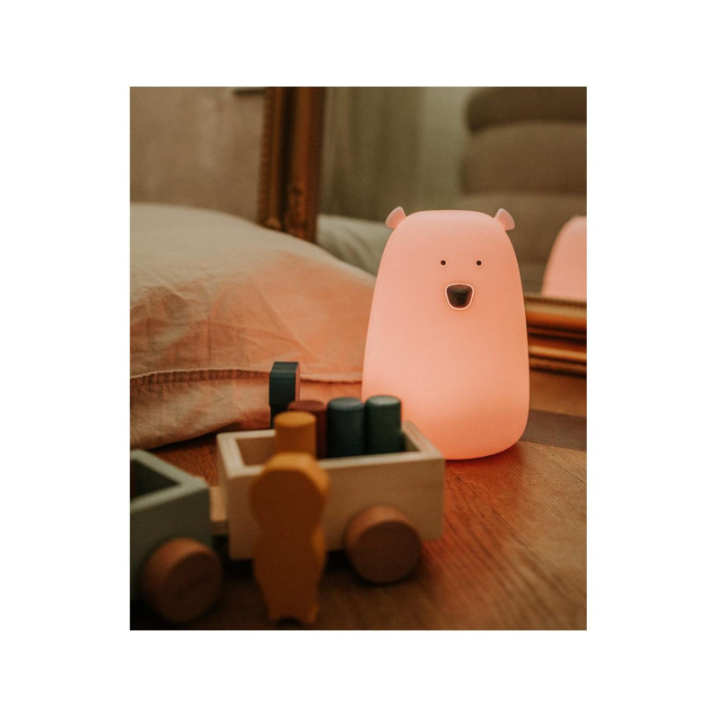 Φωτιστικό Σιλικόνης Bear Lamp Pink 16cm με Τηλεχειριστήριο Rabbit & Friends