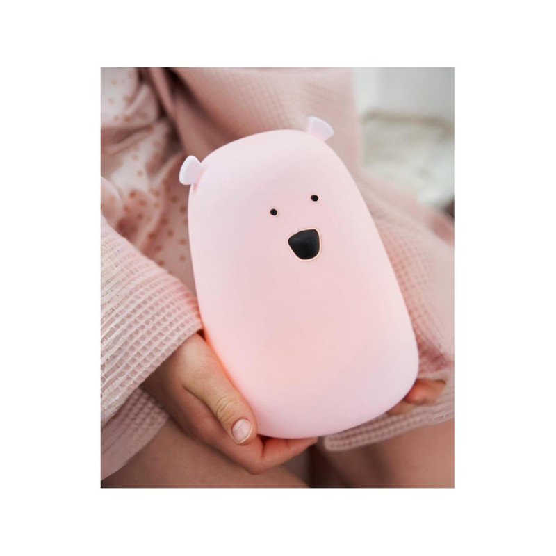 Φωτιστικό Σιλικόνης Bear Lamp Pink 16cm με Τηλεχειριστήριο Rabbit & Friends