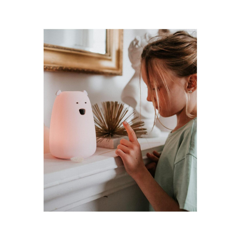 Φωτιστικό Σιλικόνης Bear Lamp Pink 16cm με Τηλεχειριστήριο Rabbit & Friends