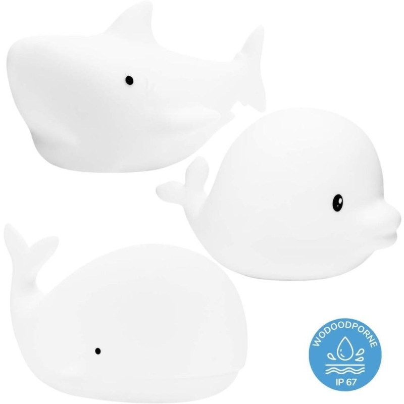 Σετ 3 Αδιάβροχων Φωτιστικών Σιλικόνης Dolphin-Whale-Shark Rabbit & Friends