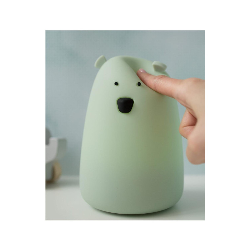 Φωτιστικό Σιλικόνης Bear Lamp Sage 16cm - Rabbit & Friends