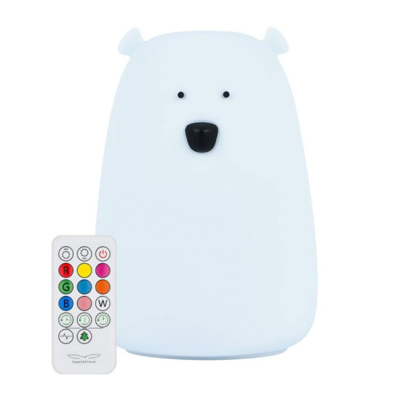 Φωτιστικό Σιλικόνης Bear Lamp Cold Blue 16 cm με Τηλεχειριστήριο Rabbit & Friends