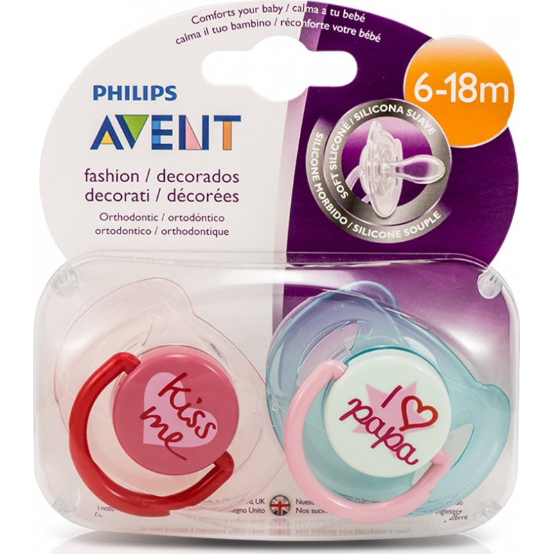 Philips Avent Κλασικές Πιπίλες Σιλικόνης 6-18m Μπλε / Ροζ 2τμχ