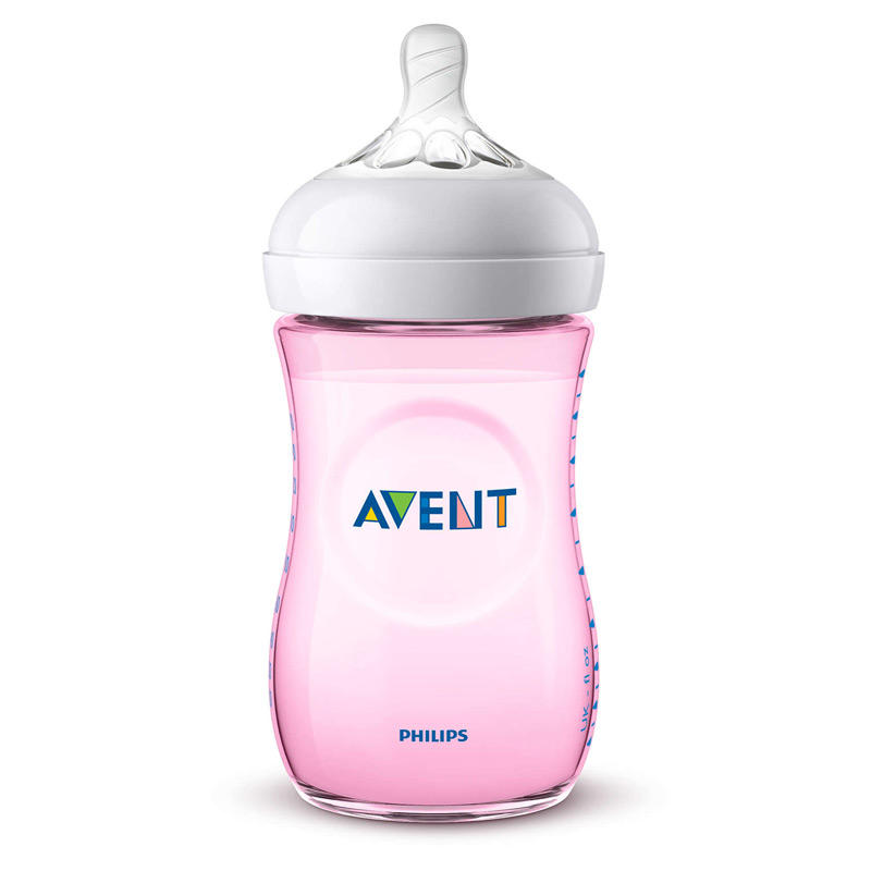 Philips Avent Natural Πλαστικό Μπιμπερό με Θηλή Σιλικόνης Ροζ 260ml