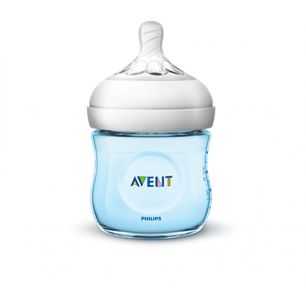 Philips Avent Natural πλαστικό μπιμπερό με θηλή σιλικόνης για νεογέννητο 125ml, Μπλε