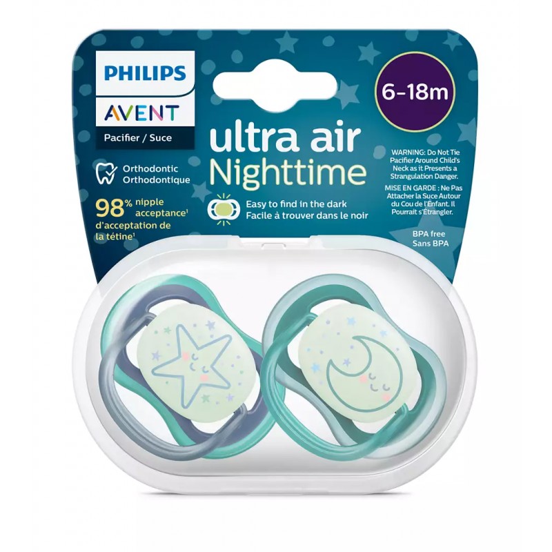 Philips Avent Πιπίλα ultra air νυχτός, 6-18M