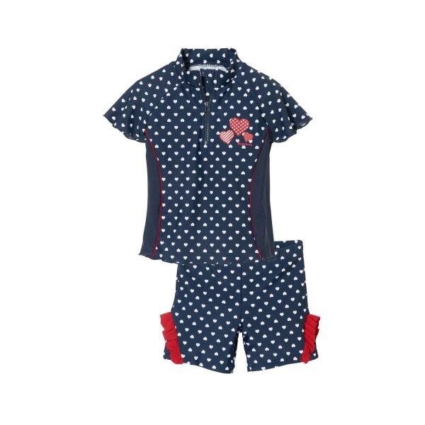 Playshoes Αντιηλιακό Μαγιό Μπλουζάκι-Σορτσάκι Hearts Σετ 2τμχ