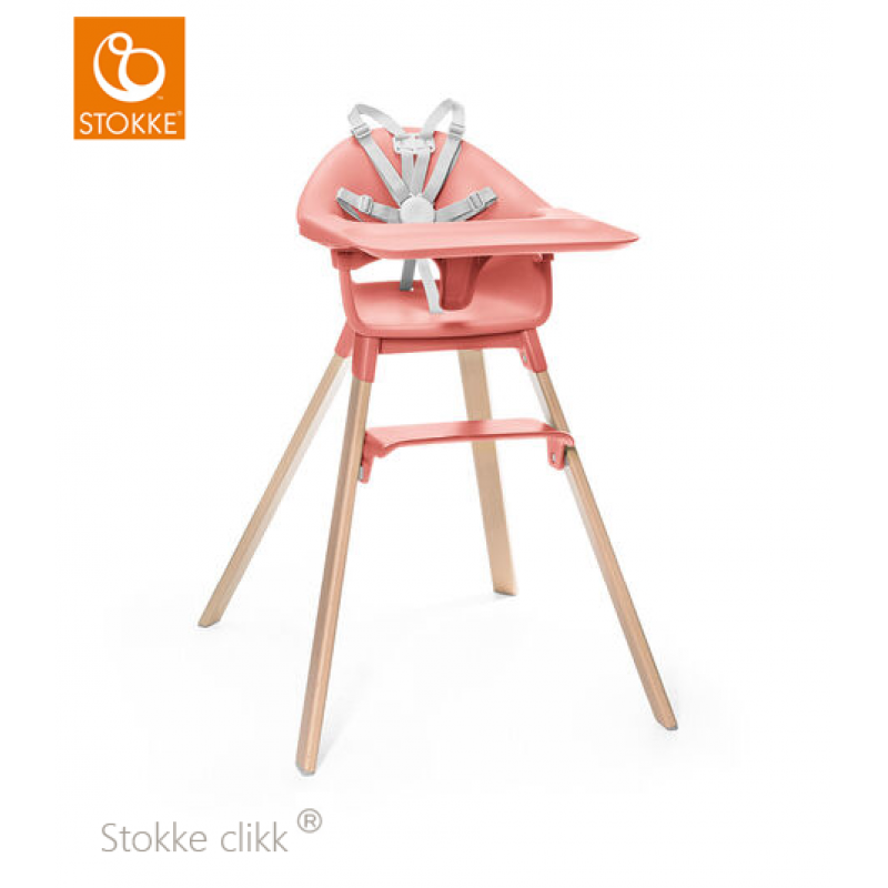 Stokke Clikk high chair κάθισμα φαγητού sunny coral & Δώρο Travel Bag Τσάντα Μεταφοράς 