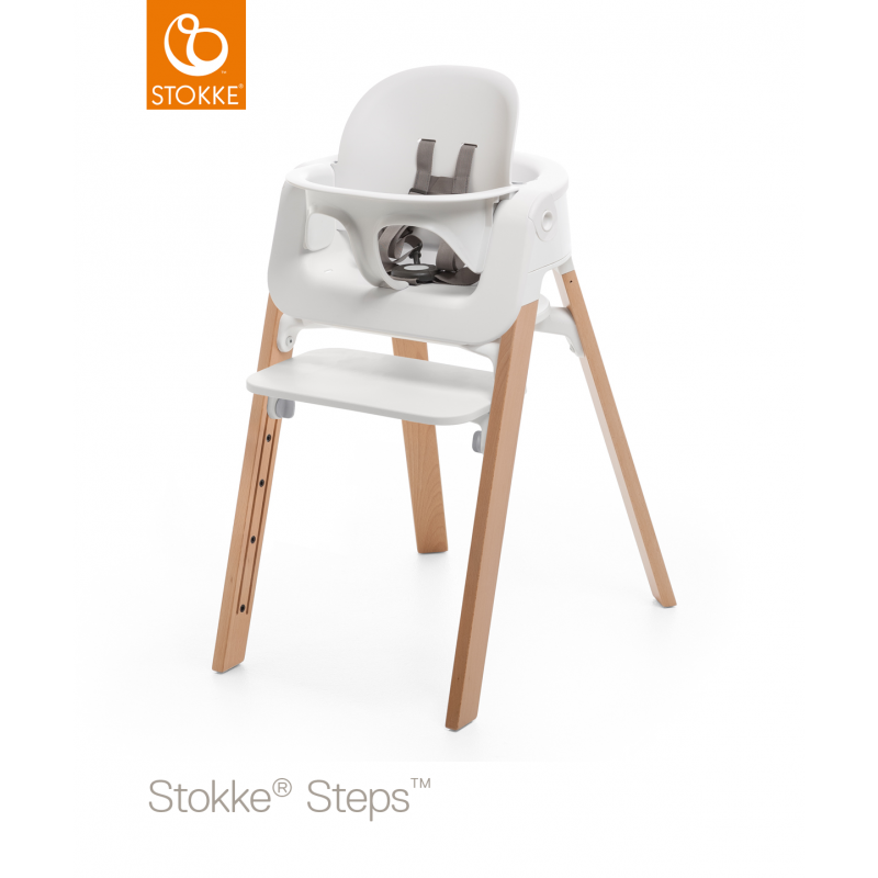  Stokke Steps παιδικό κάθισμα φαγητού White / Natural με baby set