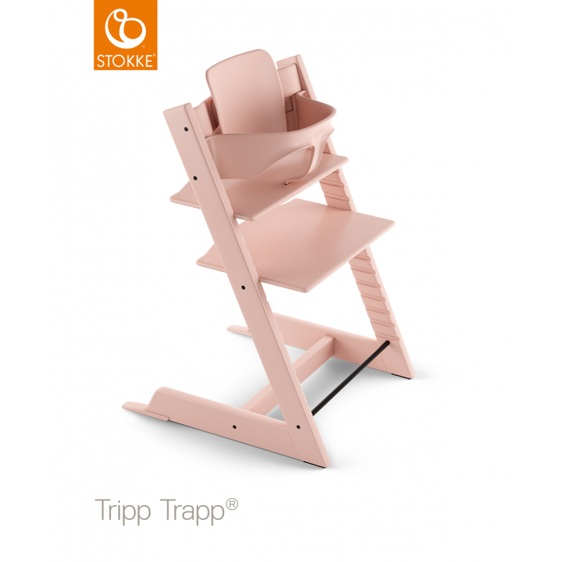 Stokke Tripp Trapp with baby set κάθισμα φαγητού Serene pink και Δώρο τα ζωνάκια