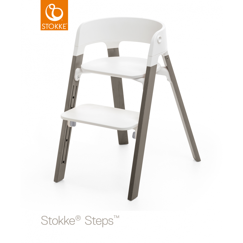 Stokke Steps Bundle Κάθισμα Φαγητού White Seat / Hazy Grey Legs  