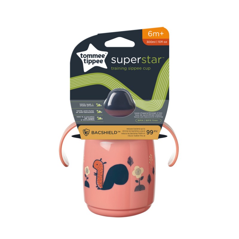 Tommee Tippee Εκπαιδευτικό κύπελλο με στόμιο μαλακής σιλικόνης ροζ 300ml 6m+