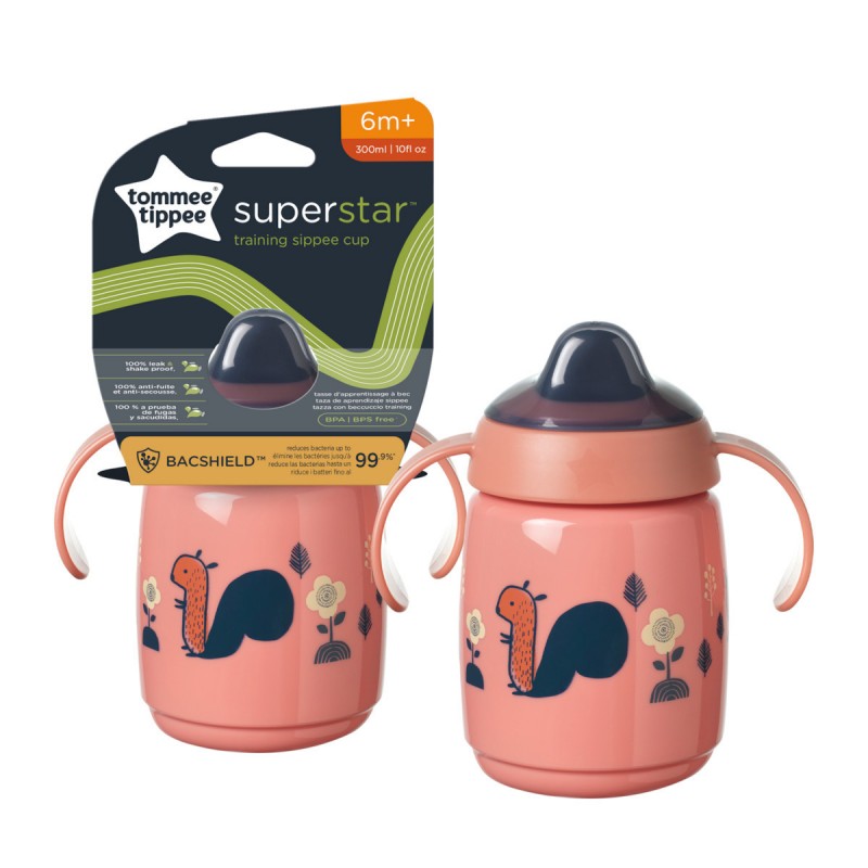 Tommee Tippee Εκπαιδευτικό κύπελλο με στόμιο μαλακής σιλικόνης ροζ 300ml 6m+