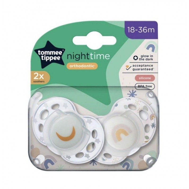 Tommee Tippee Πιπίλες σιλικόνης Night 18-36m (2τμχ)