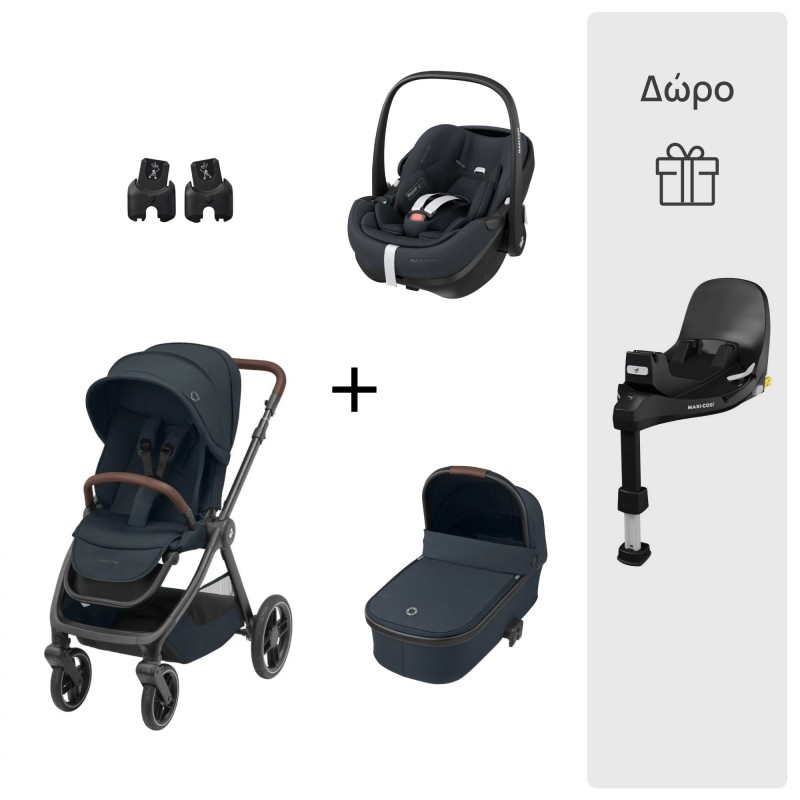 Maxi-Cosi Σύστημα μεταφοράς Oxford Essential Graphite με Pebble 360 & δώρο βάση isofix 