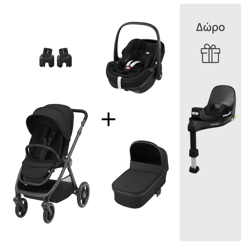 Maxi-Cosi Σύστημα μεταφοράς Oxford Essential Black με Pebble 360 & δώρο βάση isofix 