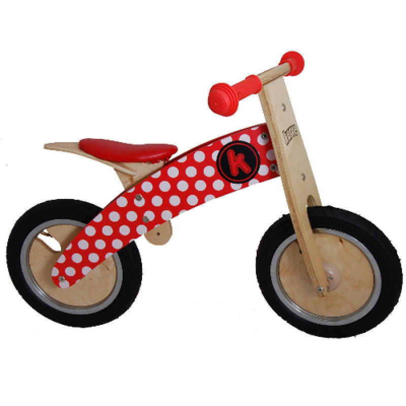 Kiddimoto ξύλινο ποδίλατο ισορροπίας kurve red dotty