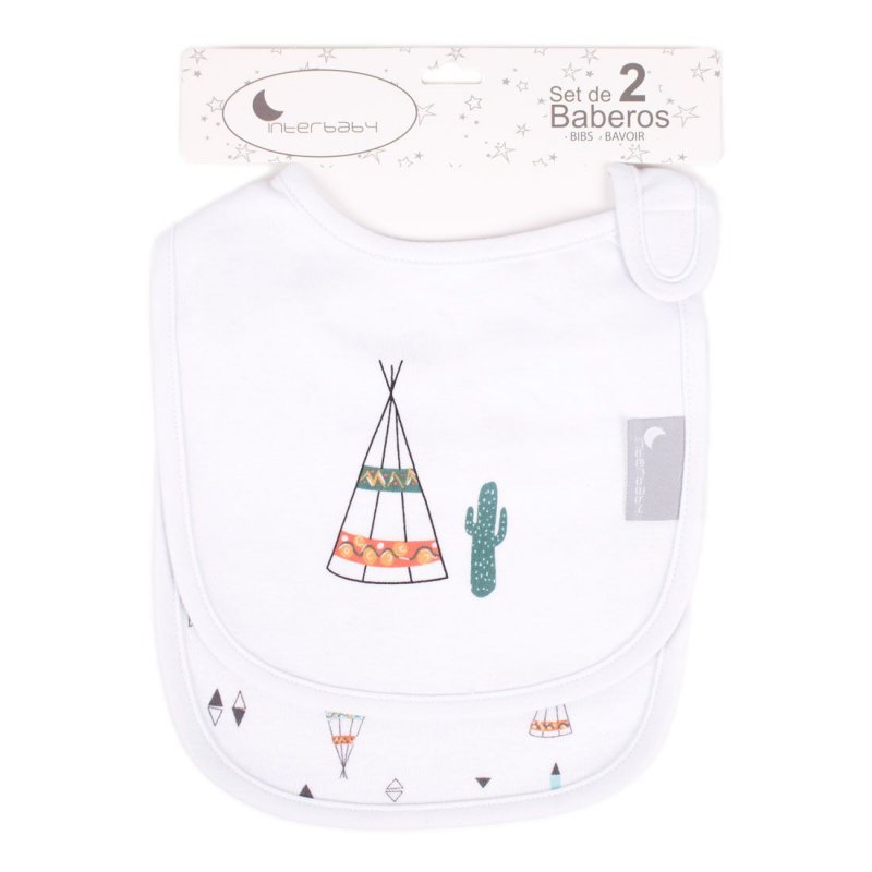 Interbaby σαλιάρα με velcro σετ 2 τεμ cabanas blanco 