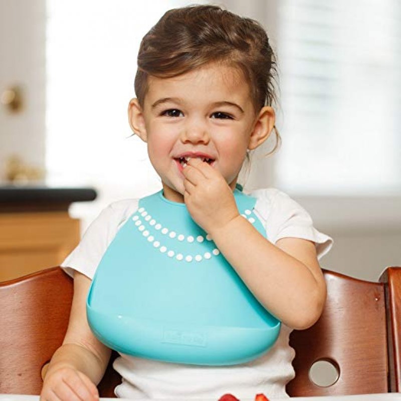 Make My Day βρεφική σαλιάρα σιλικόνης Tiffany blue /pearls 