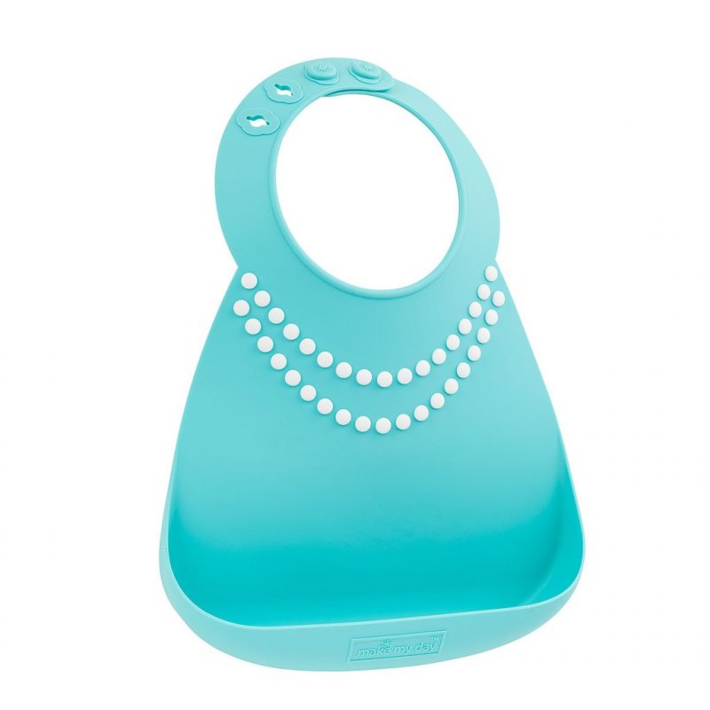 Make My Day βρεφική σαλιάρα σιλικόνης Tiffany blue /pearls 