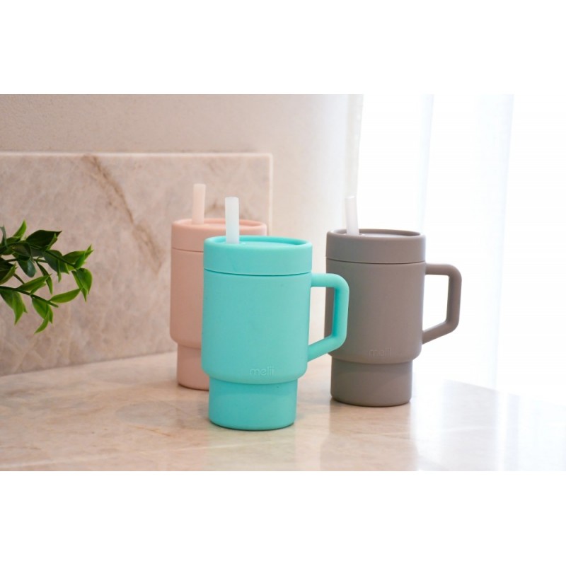 Melii – Παγούρι Σιλικόνης με Καλαμάκι Tumbler Μπλε