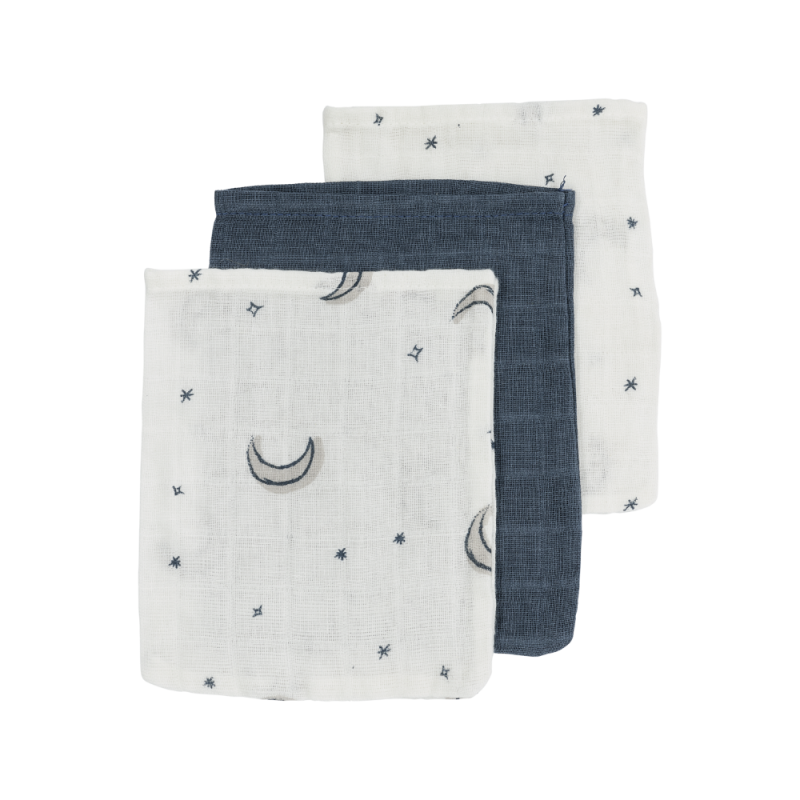 Meyco Σετ 3 Απορροφητικές Λαβέτες/Μουσελίνες Moon Indigo – 30x30cm