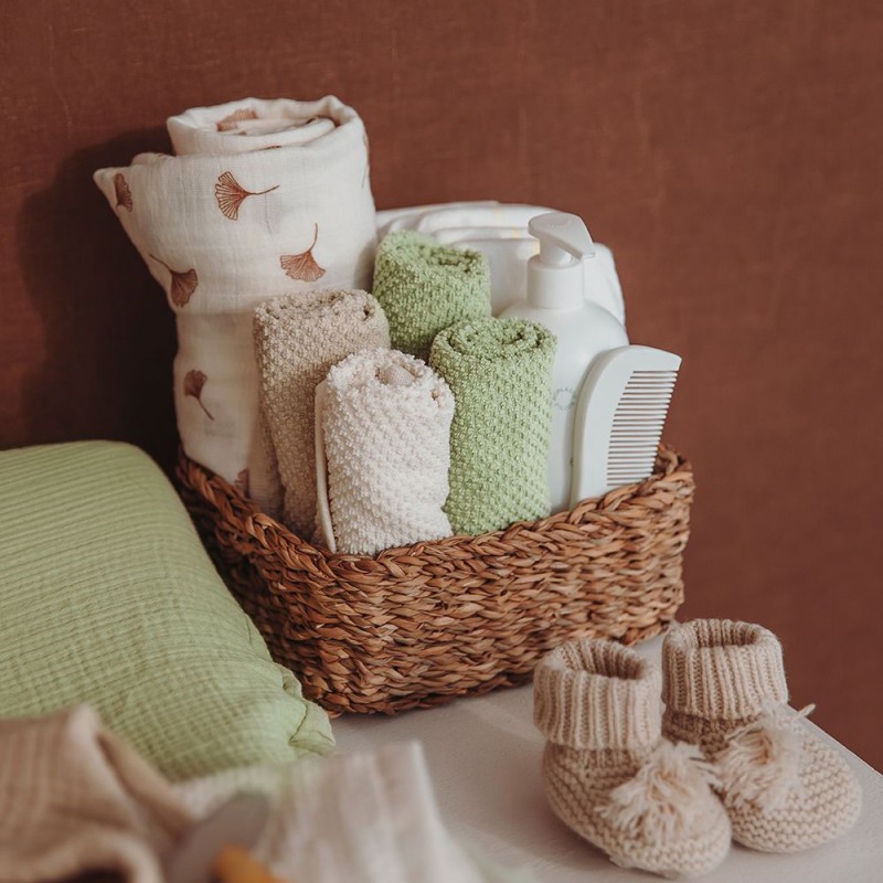 Meyco 6 Λαβέτες Πετσετάκια Popcorn Natural/Soft olive – 30x30cm