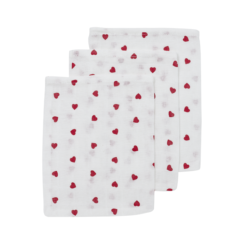 Meyco Σετ 3 Απορροφητικές Λαβέτες/Μουσελίνες Sweet Heart – 30x30cm