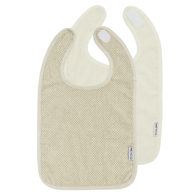 Meyco Σετ 2 Βαμβακερές Σαλιάρες Popcorn natural/soft sand με velcro