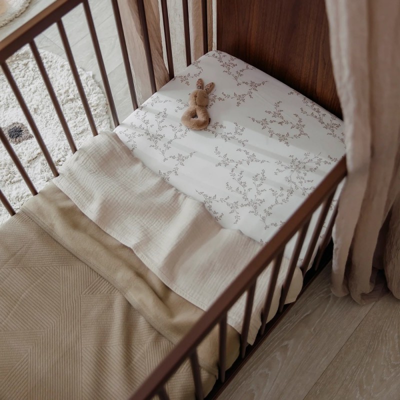 Meyco Σεντόνι με Λάστιχο Jersey Branches Sand 70×140/150cm