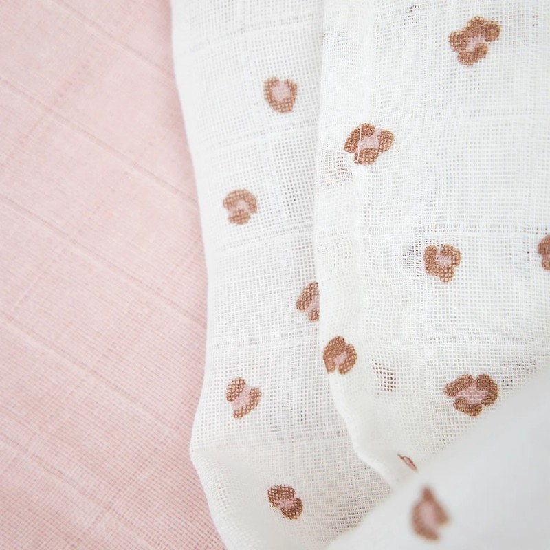 Meyco Σετ 3 Απορροφητικές Λαβέτες/Μουσελίνες Mini Panther Soft Pink – 30x30cm