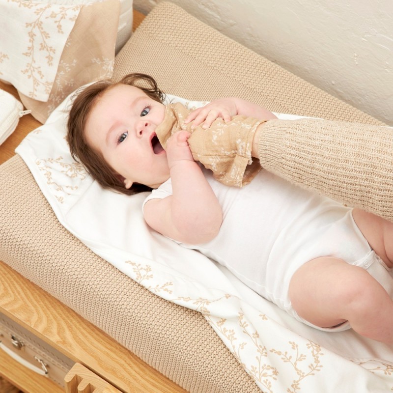 Meyco Σετ 3 Απορροφητικές Λαβέτες/Μουσελίνες Branches Sand – 30x30cm