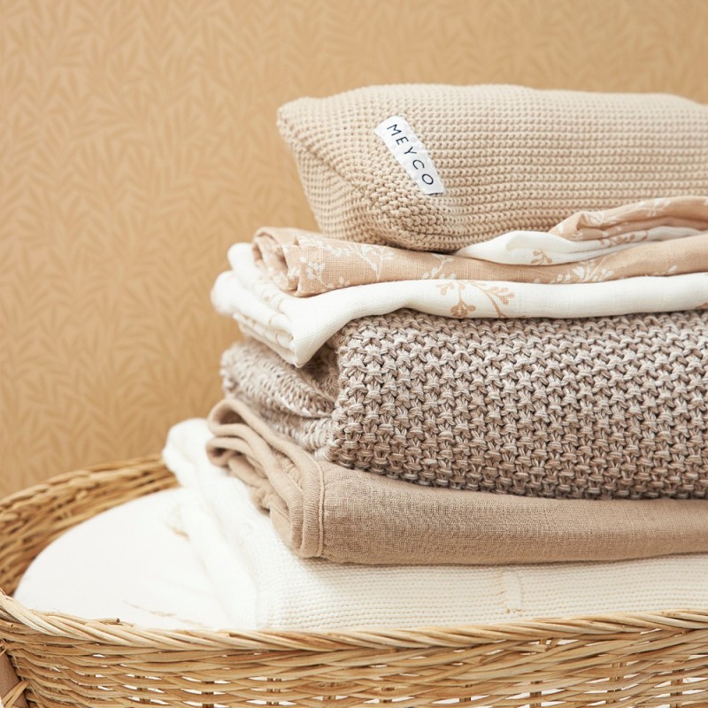 Meyco Σετ 3 Απορροφητικές Λαβέτες/Μουσελίνες Branches Sand – 30x30cm