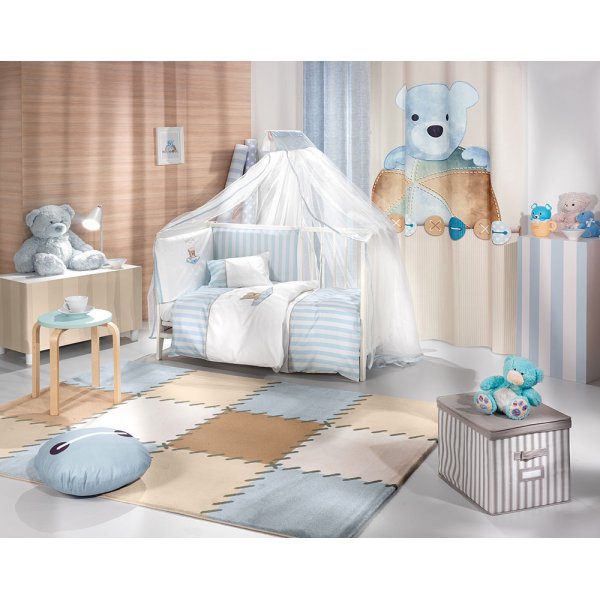Saint Clair σετ προίκα Teddy sky 5 τεμ (πάντα, πάπλωμα, παπλωματοθήκη, μαξιλάρι, μαξιλαροθήκη)