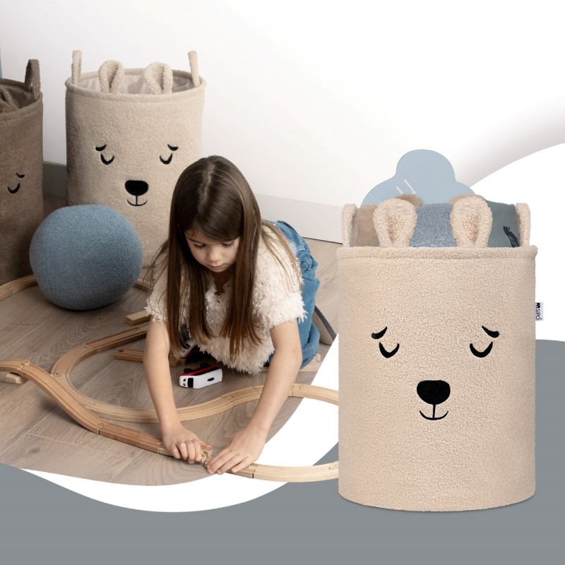 Sipo Premium Πολυχρηστικό Καλάθι Μπουκλέ 43L Αρκουδάκι Beige