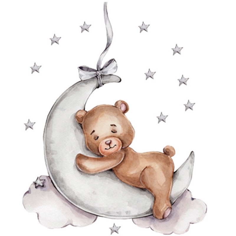 Sipo Wall Sticker Teddy Bear On The Moon