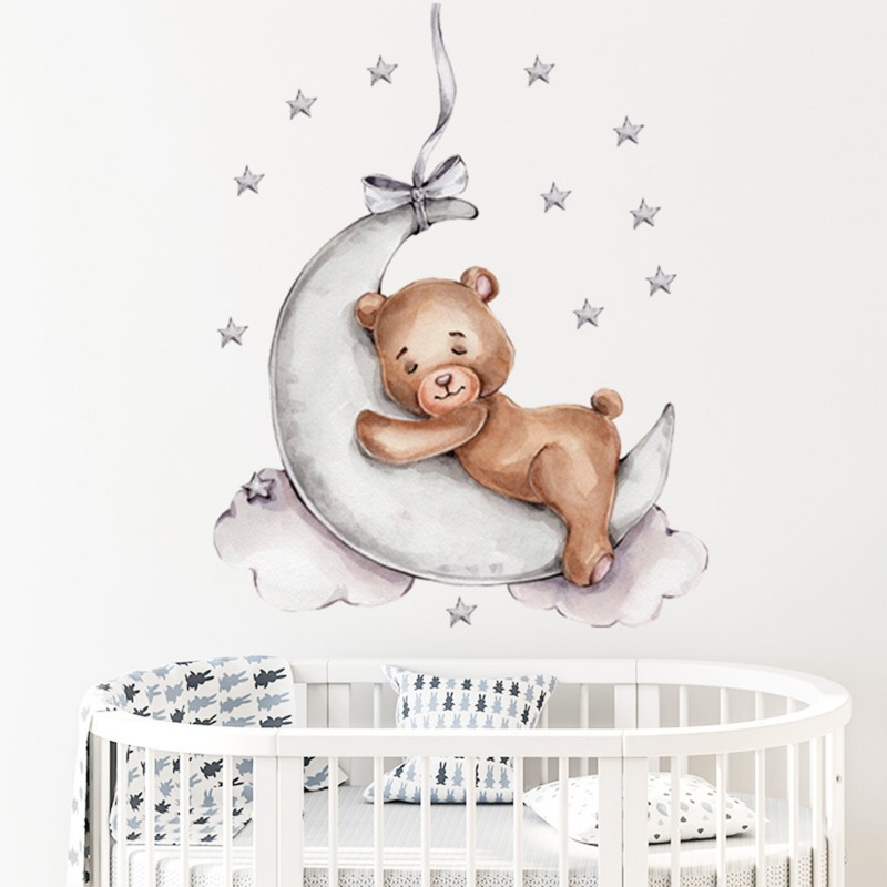 Sipo Wall Sticker Teddy Bear On The Moon