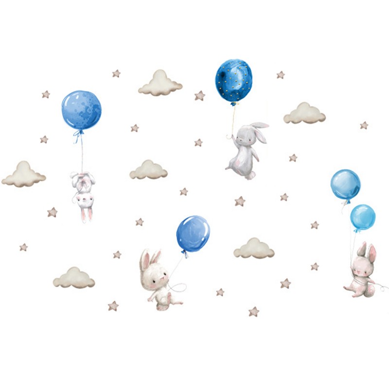 Sipo Wall Sticker Bunny Balloons Blue