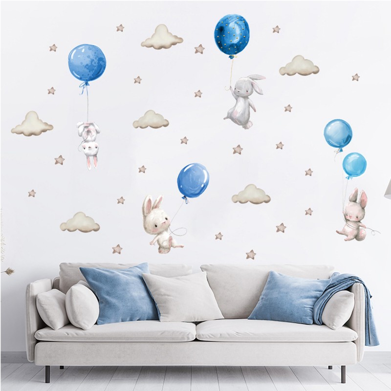 Sipo Wall Sticker Bunny Balloons Blue