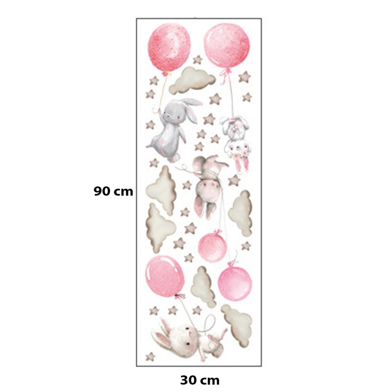 Sipo Wall Sticker Bunny Balloons Pink