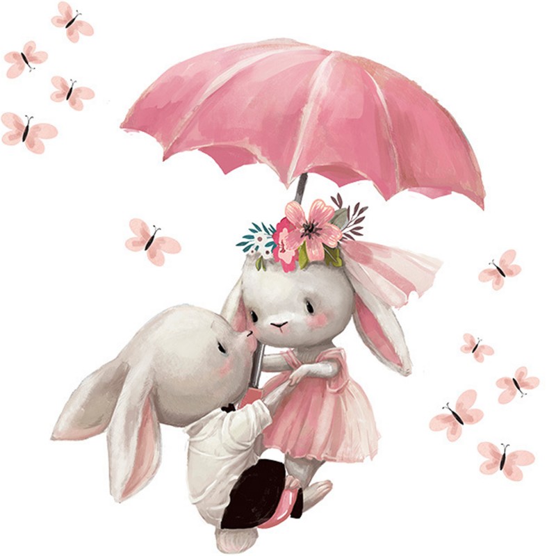 Sipo Αυτοκόλλητα Τοίχου Bunnies With Umbrella