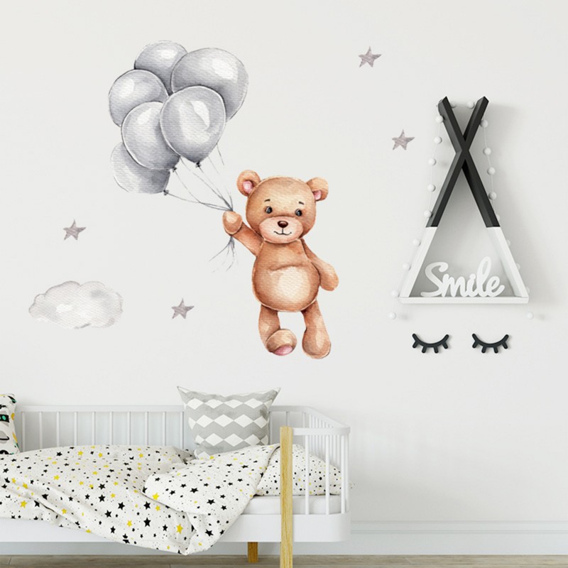 Sipo Wall Sticker Teddy Bear With Balloons