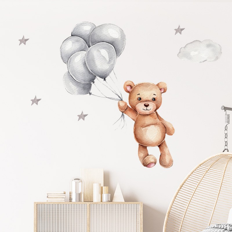 Sipo Wall Sticker Teddy Bear With Balloons