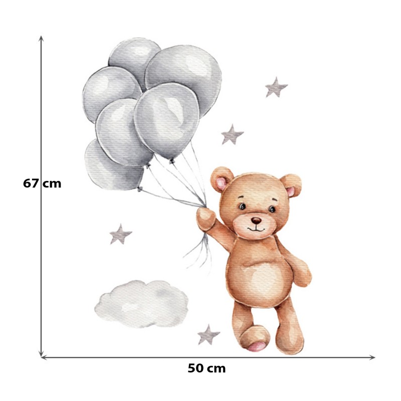 Sipo Wall Sticker Teddy Bear With Balloons